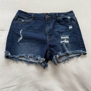 Wax Jean Blue Distressed Jean Shorts